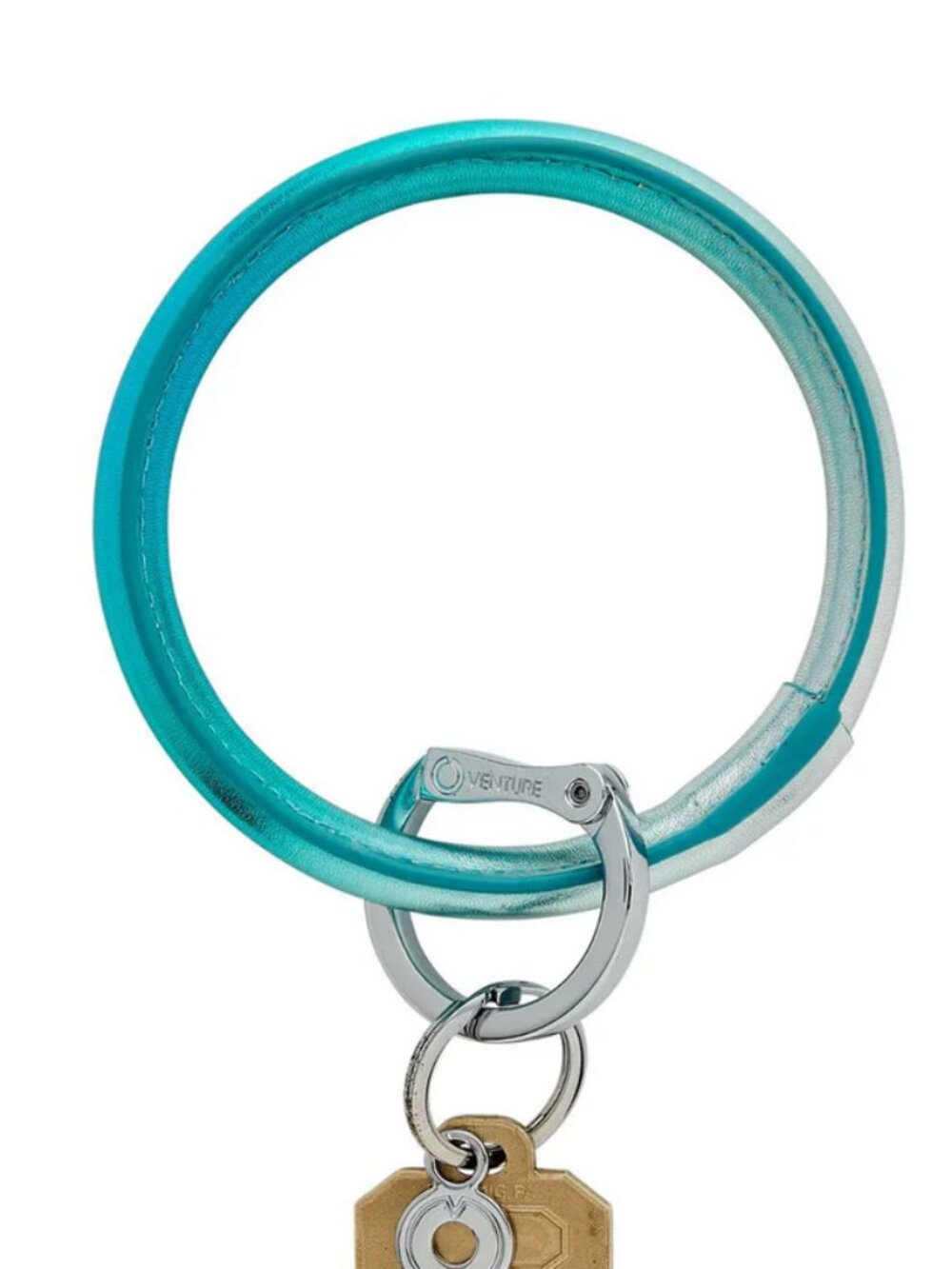 NWT Oventure Leather Big O Key Ring Ombré On The Rocks Metallic Blue Keys